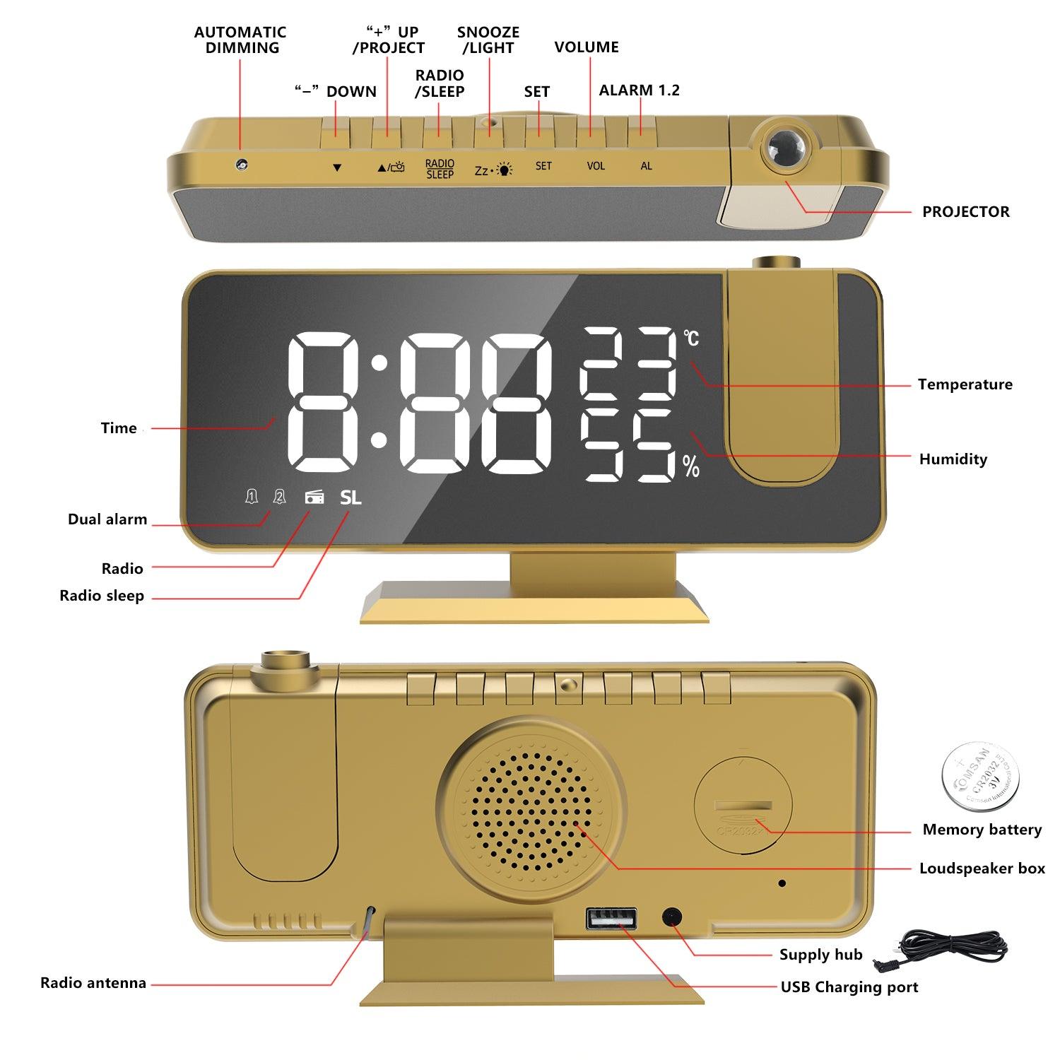 Digital Alarm Clock Led Display Projection Alarm Clock - MyStoreLiving