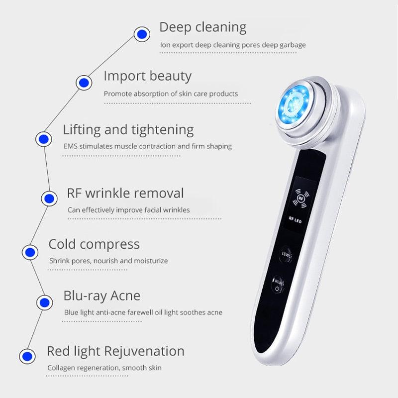 Skin Rejuvenation Anti-wrinkle EMS RF Skin Care Clean Tighten Lifting Facial LED Photon Radio Frequency - MyStoreLiving