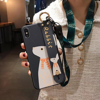 Gorgeous Case For iphone 11 12 13 pro max 12mini SE 2020 7 8 plus X Xs max XR Soft TPU Strap Phone Holder Case coque cover funda - MY STORE LIVING