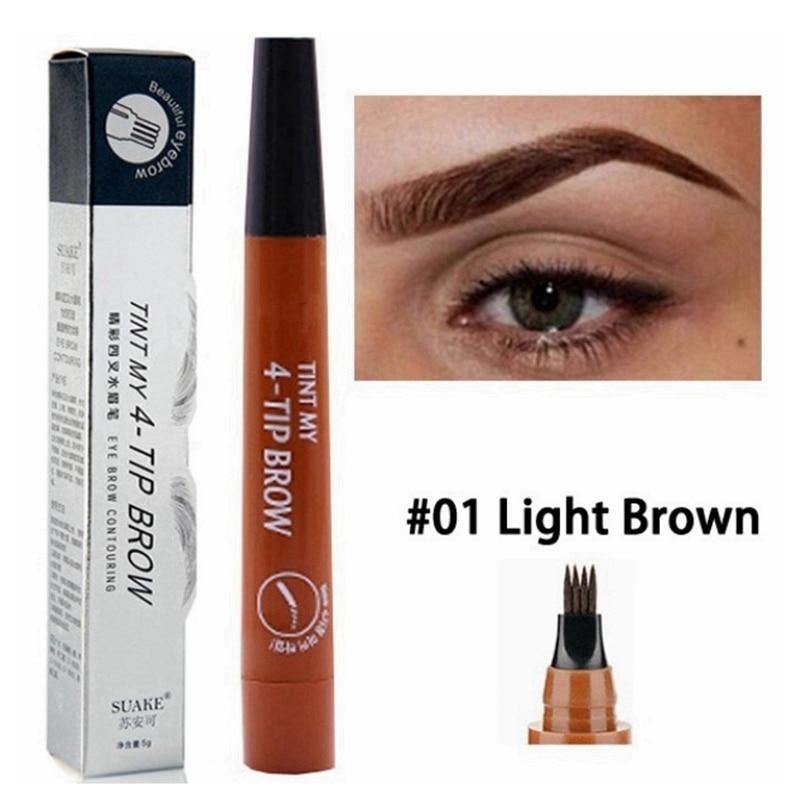 4 Point Eyebrow Pen * 5 Color Waterproof Natural Dark Brown Fork Tip TATTOO Pencil Cosmetic Long Lasting - MY STORE LIVING