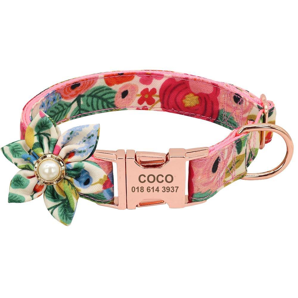 Printed Nylon Dog Personalized Collar Custom Engraved Nameplate for Small Large - MY STORE LIVING