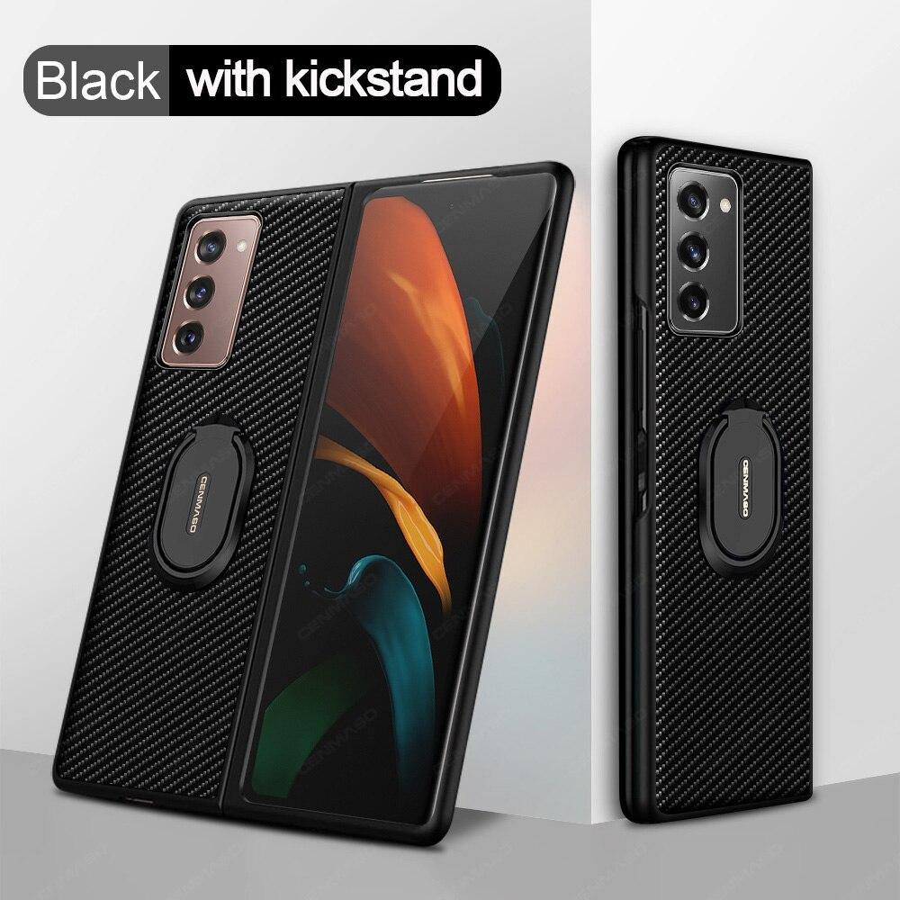 For Samsung Fold2 5G Case Luxury Carbon Fiber Texture Leather Stand Shockproof Back Cover for Samsung Galaxy Z Fold 2 Case - MY STORE LIVING