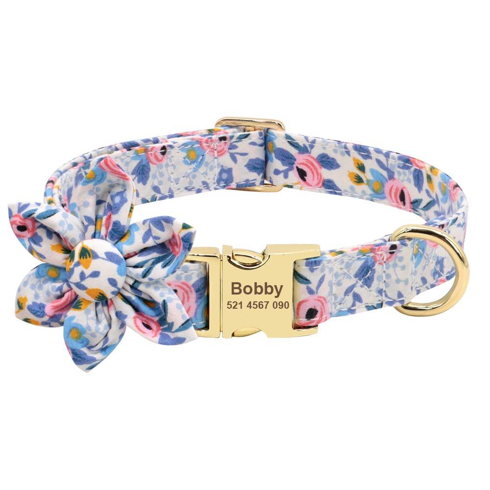 Printed Nylon Dog Personalized Collar Custom Engraved Nameplate for Small Large - MY STORE LIVING