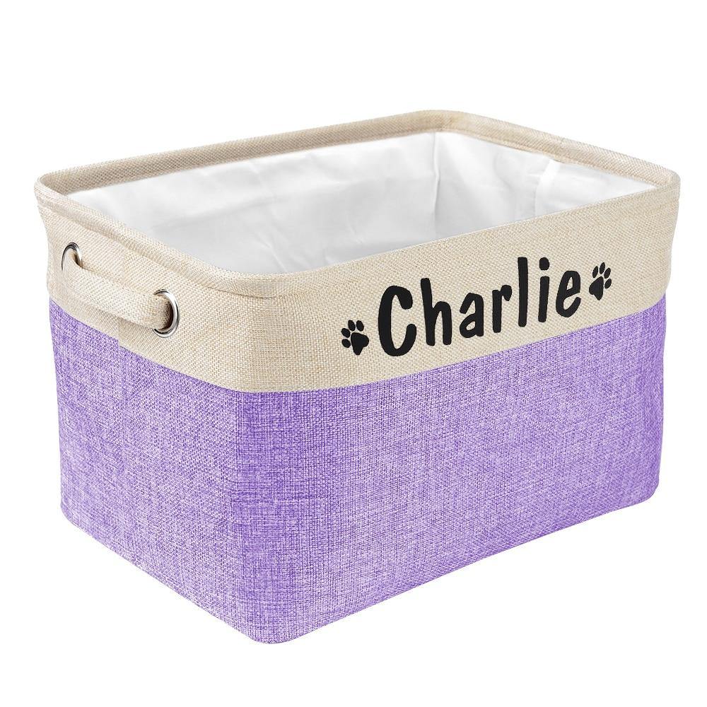 Personalized Pet Dog Toy Storage Basket Dog Canvas Bag Foldable Pet Toys Linen - MY STORE LIVING