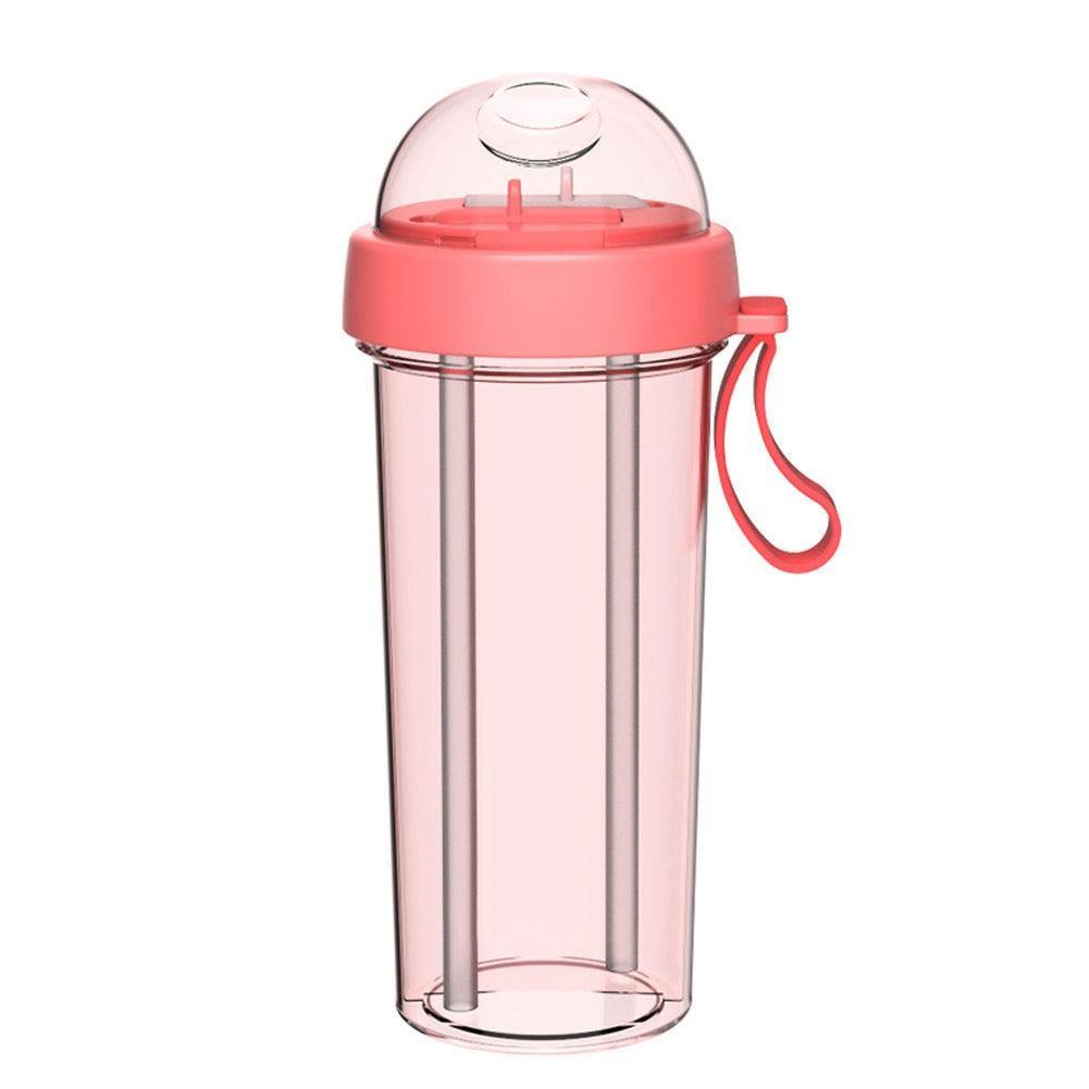420/600ml Double-tube Opening Design Drinking Cup Kitchen Travel Creative Dual-use Water Bottle Drinking Cup Double Straw Cups - MY STORE LIVING