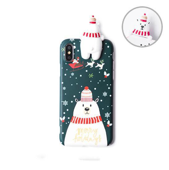Christmas Cartoon Deer Case Silicone Matte Cover Case Bear - MyStoreLiving