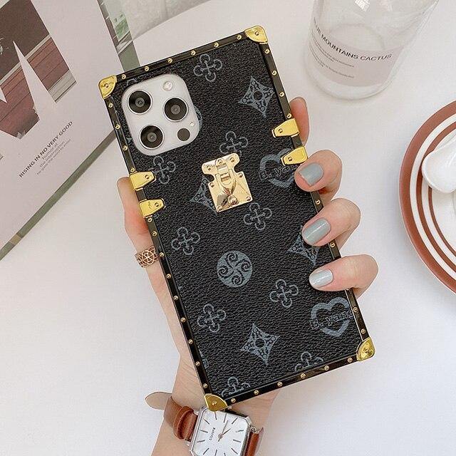 Luxury Brand Square Flower Leather Phone Case - MY STORE LIVING