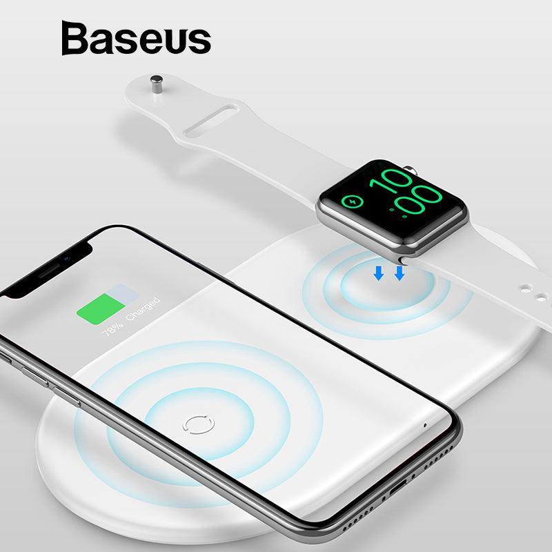 Baseus 2 in 1 Wireless Charger Pad For Apple Watch iPhone X Xs Max XR Desktop Fast Wireless Charging Charger Born for Apple Fans - MyStoreLiving
