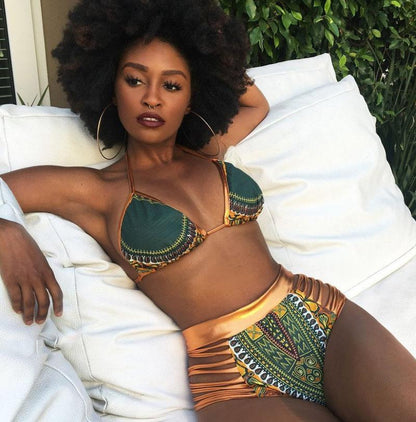 African Print Two-Pieces Bath Suits Bikini Set Sexy Geometric Swimwear Swimsuit - MyStoreLiving