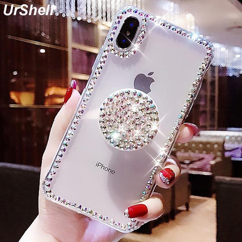 Clear Phone Case Thin Slim Transparent Diamond Stander - MY STORE LIVING