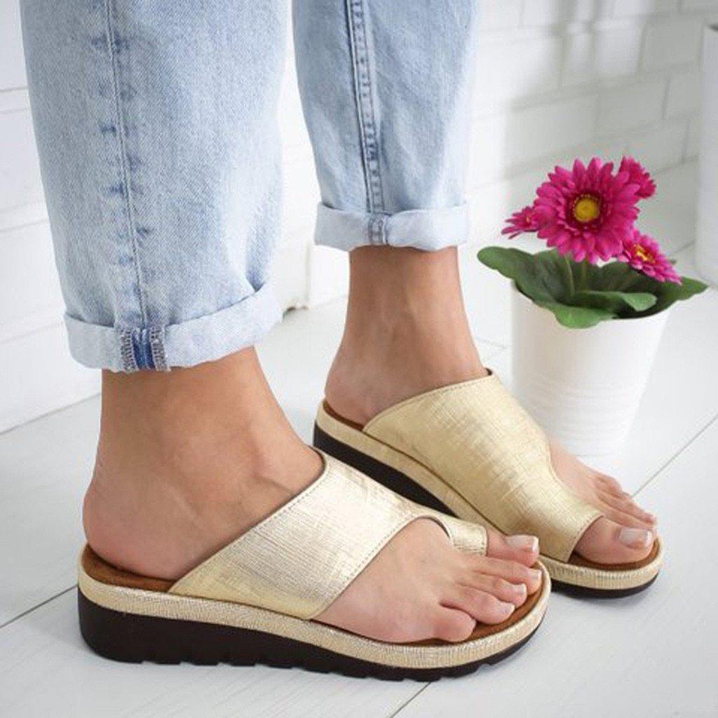 Women Platform Sandals Comfortable Summer Beach Travel Slippers Shoes for Big Toe Bone Correction - MY STORE LIVING
