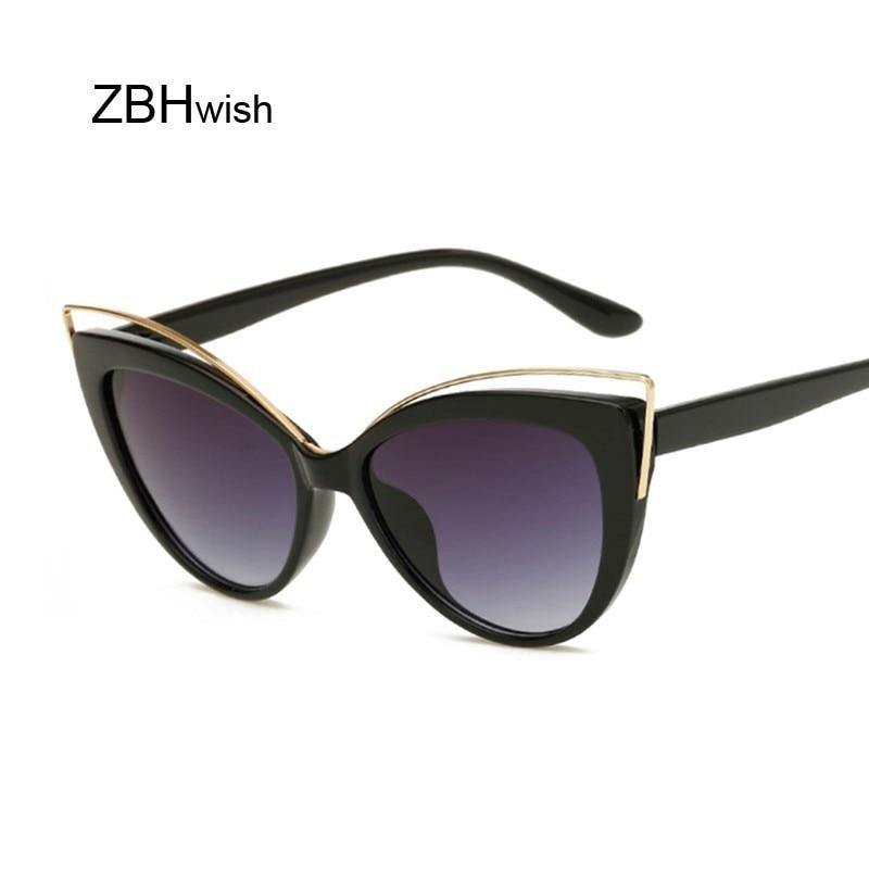 Black Glasses Fashion Cat Eyes Sunglasses Luxury Brand Designer Vintage - MY STORE LIVING