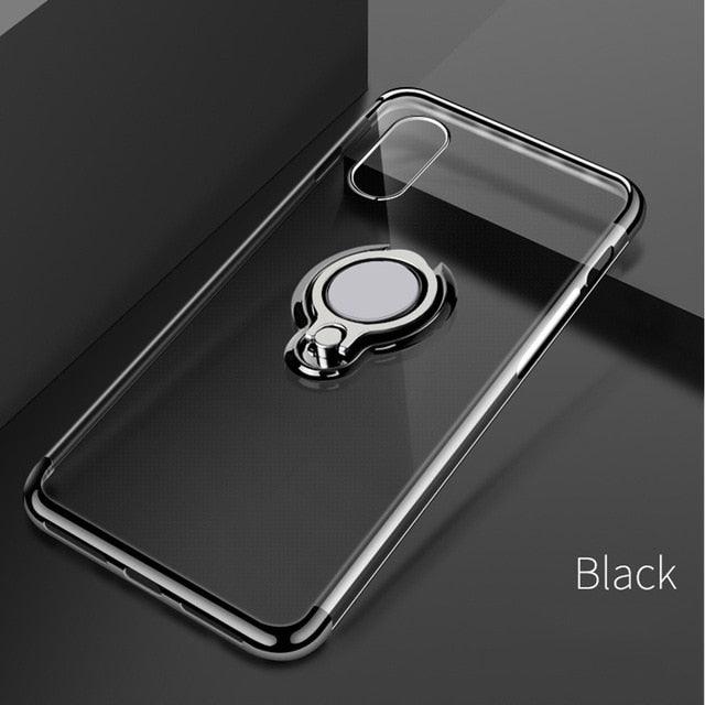 Ultra Thin Transparent Phone Case Magnetic Cases Finger Ring Holder Cover Coque - MyStoreLiving