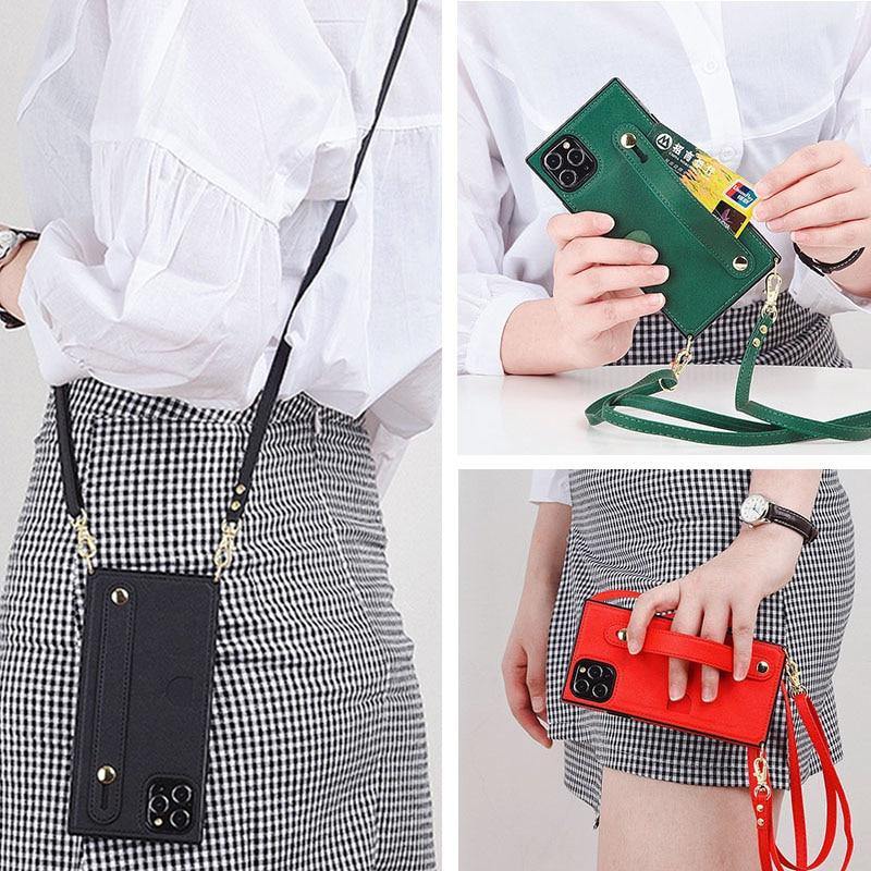 Crossbody Cord Cover Case Card Wrist Strap Phone Holder Square - MY STORE LIVING