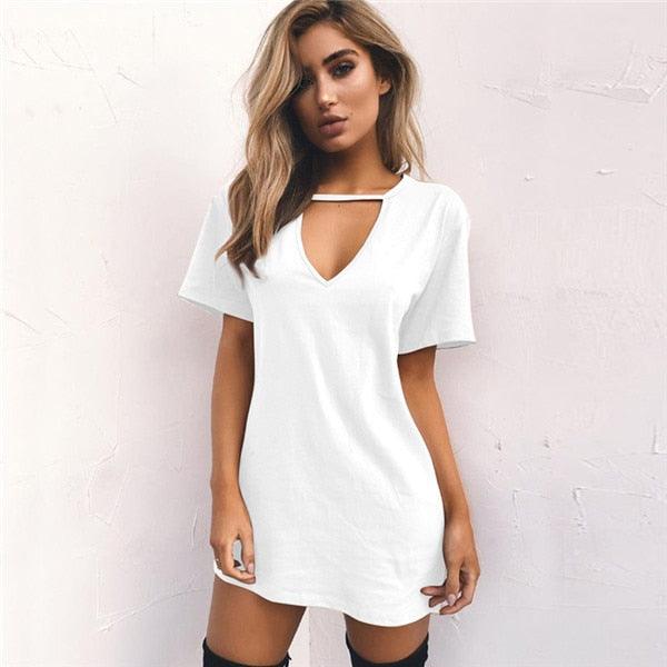 Women Summer T-Shirt Loose Short Sleeve TShirts Sexy V-Neck Cotton Tee Shirt - MyStoreLiving