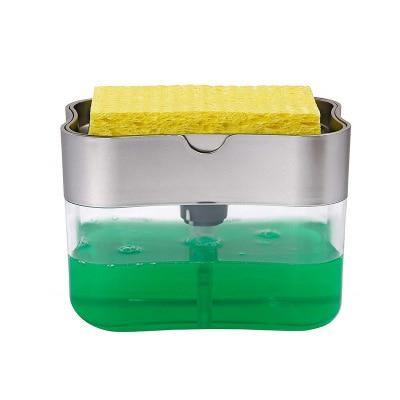 One-Hand Liquid Soap Pump Dispenser & Sponge Holder - MY STORE LIVING
