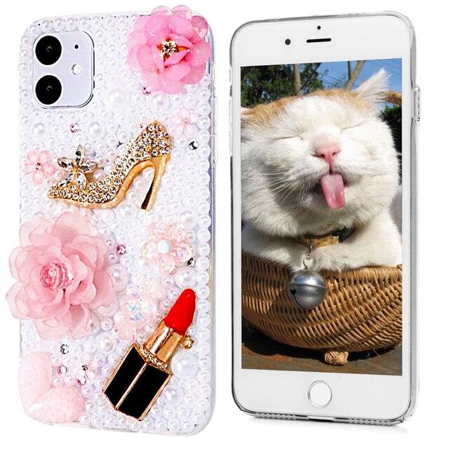 Bling Rhinestone Cute Phone Case For iPhone 12 11 13 Pro Max 6 6S 7 8 Plus X XS Max Girls Case 3D Diamond Women Silicone Cover - MyStoreLiving
