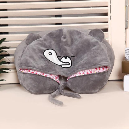 25 Kinds Cartoon U Shape Hoodie Travel Pillow Neck Cushion For Sleep Kawaii Animals Hooded Pillows For Airplane Home Textile - MY STORE LIVING