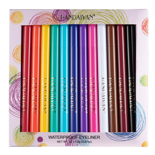 HANDAIYAN 12 Color Matte Color Eyeliner Quick-Drying And Not Easy To Smudge Liquid Eyeliner Pen 12 Pack Eyeliner - MyStoreLiving