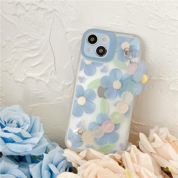 Blue Three-Dimensional Flower Suitable Mobile Phone Case Fine Hole All-Inclusive Soft - MyStoreLiving