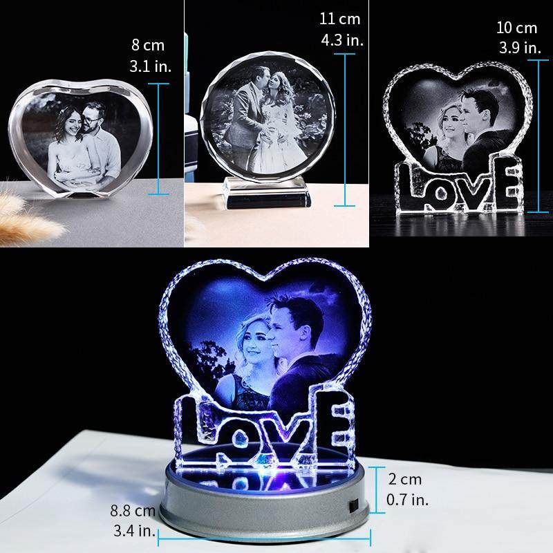 Customized K9 Crystal Photo Frame LED Base Laser Engraved Picture Home Decoration Personalized Wedding Photo Frame - MY STORE LIVING