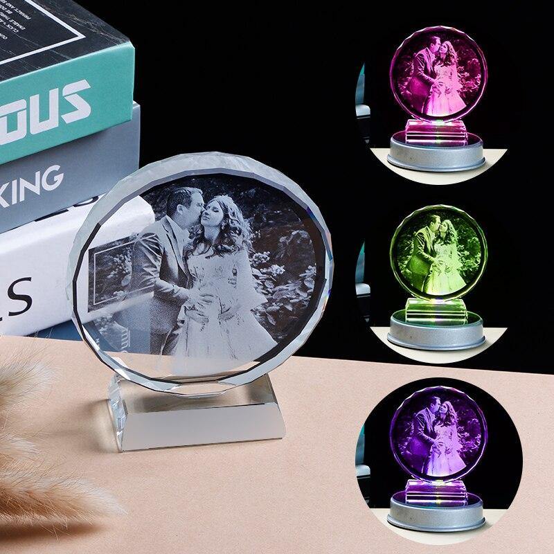 Customized K9 Crystal Photo Frame LED Base Laser Engraved Picture Home Decoration Personalized Wedding Photo Frame - MY STORE LIVING