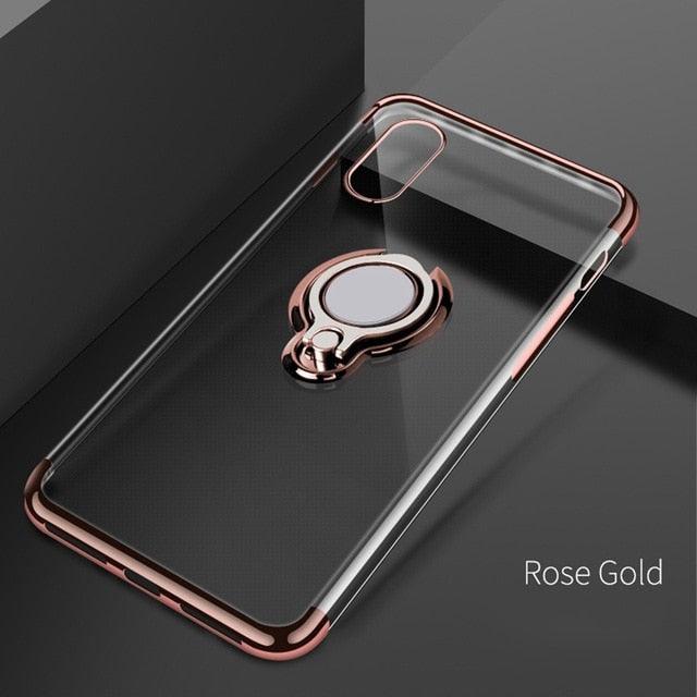 Ultra Thin Transparent Phone Case Magnetic Cases Finger Ring Holder Cover Coque - MyStoreLiving