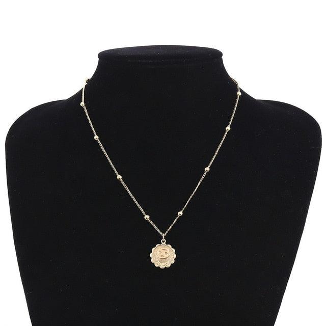 12 Constellations Flower Gold Bead Chain Necklace - MyStoreLiving