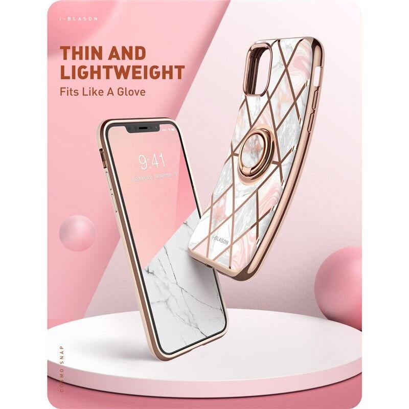 I-BLASON For iphone 11 Case Cosmo Snap Slim Marble Cover with Built-in Rotatable Ring Holder Kickstand Support Car Mount - MY STORE LIVING