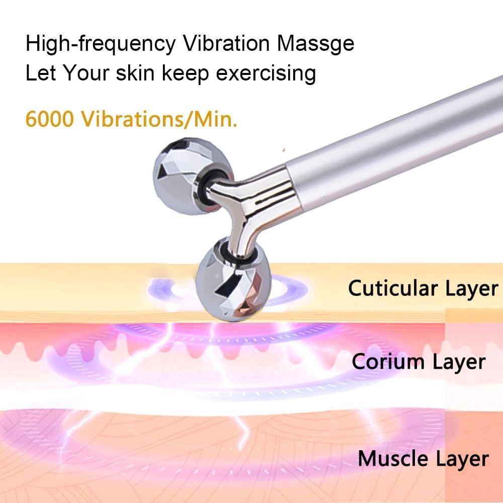 3 In 1 Energy Beauty Bar 24K Gold Vibrating Facial Roller Massager Face Lifting Anti-Wrinkle Skin Care Roller Face Slimming Tool - MY STORE LIVING