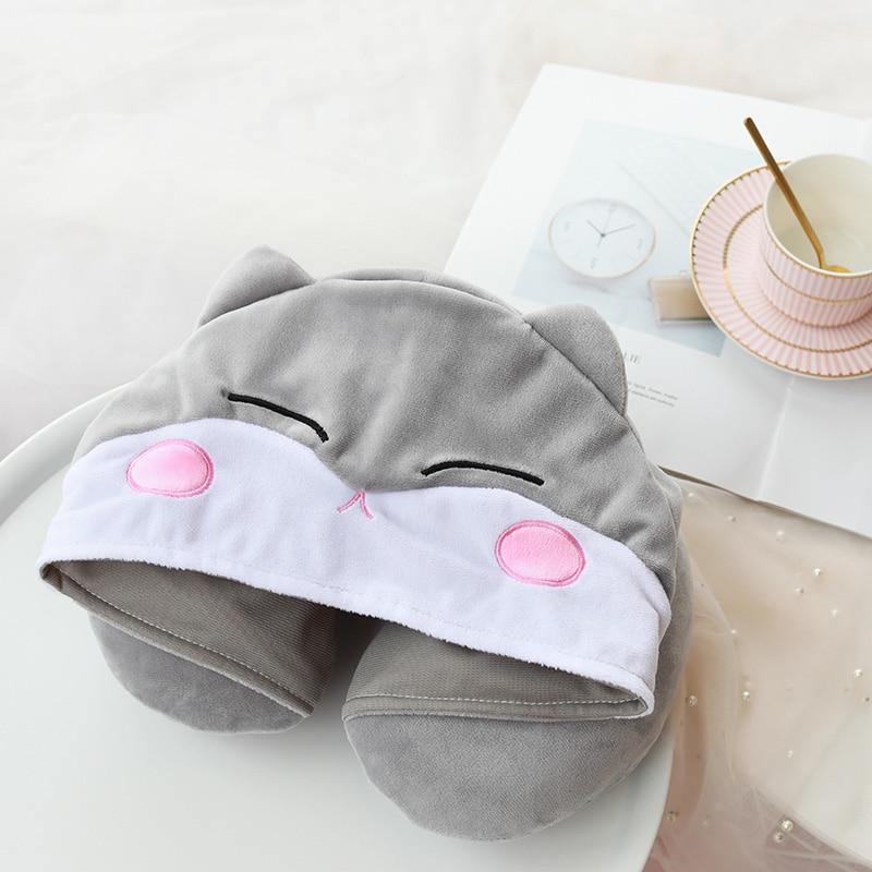 25 Kinds Cartoon U Shape Hoodie Travel Pillow Neck Cushion For Sleep Kawaii Animals Hooded Pillows For Airplane Home Textile - MY STORE LIVING