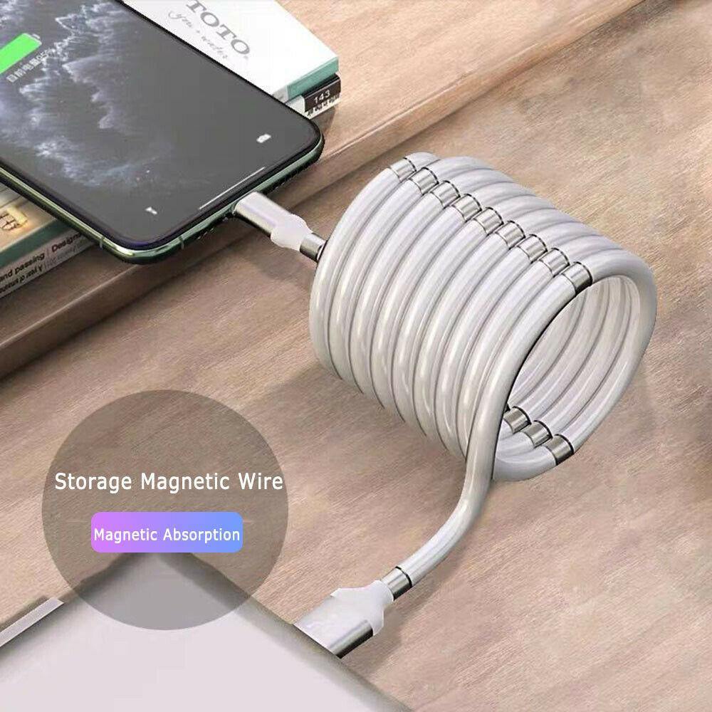 Magic Rope Magnetic Data Cable for Android IOS Type C Micro USB Magnetic Charging Cable Self Winding Data Cable Fast Charging - MY STORE LIVING