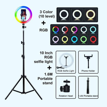 Selfie Ring Light Photography Light Led Rim Of Lamp With Mobile Holder Large Tripod Stand - MY STORE LIVING