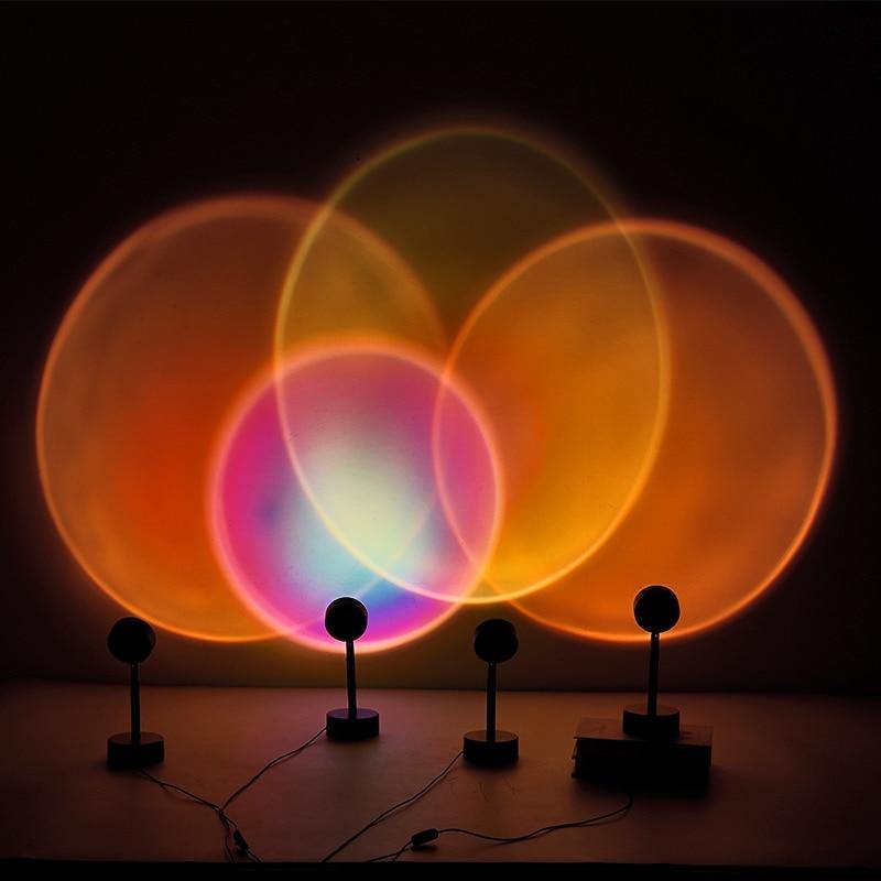 USB Rainbow Sunset Red Projector Led Night Light Sun Projection Desk Lamp for Bedroom Bar Coffee Store Wall Decoration Lighting - MY STORE LIVING