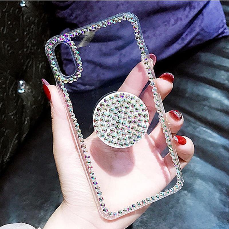 Clear Phone Case Thin Slim Transparent Diamond Stander - MY STORE LIVING