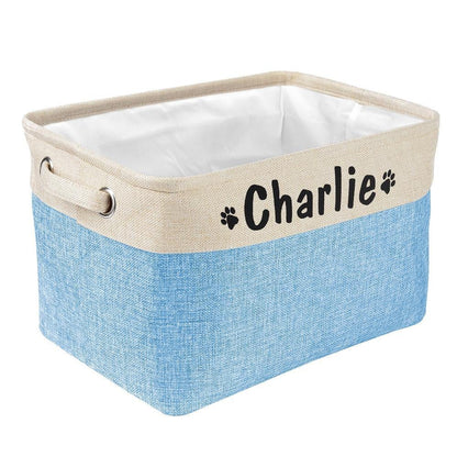 Personalized Pet Dog Toy Storage Basket Dog Canvas Bag Foldable Pet Toys Linen - MY STORE LIVING