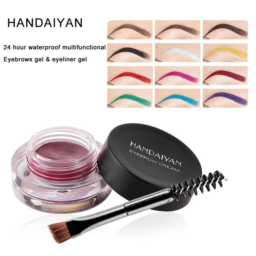 HANDAIYAN 12 Colors Waterproof Eyebrow Dyeing Cream Multifunctional Eyeliner Does Not Fade - MyStoreLiving