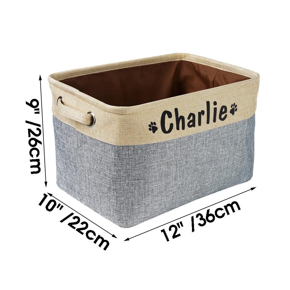 Personalized Pet Dog Toy Storage Basket Dog Canvas Bag Foldable Pet Toys Linen - MY STORE LIVING