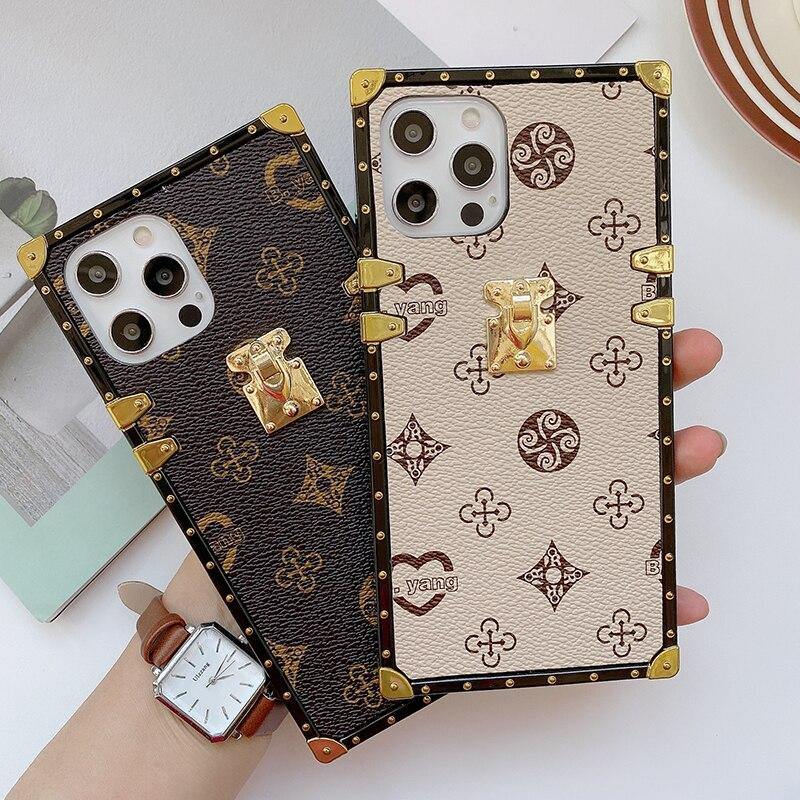 Luxury Brand Square Flower Leather Phone Case - MY STORE LIVING