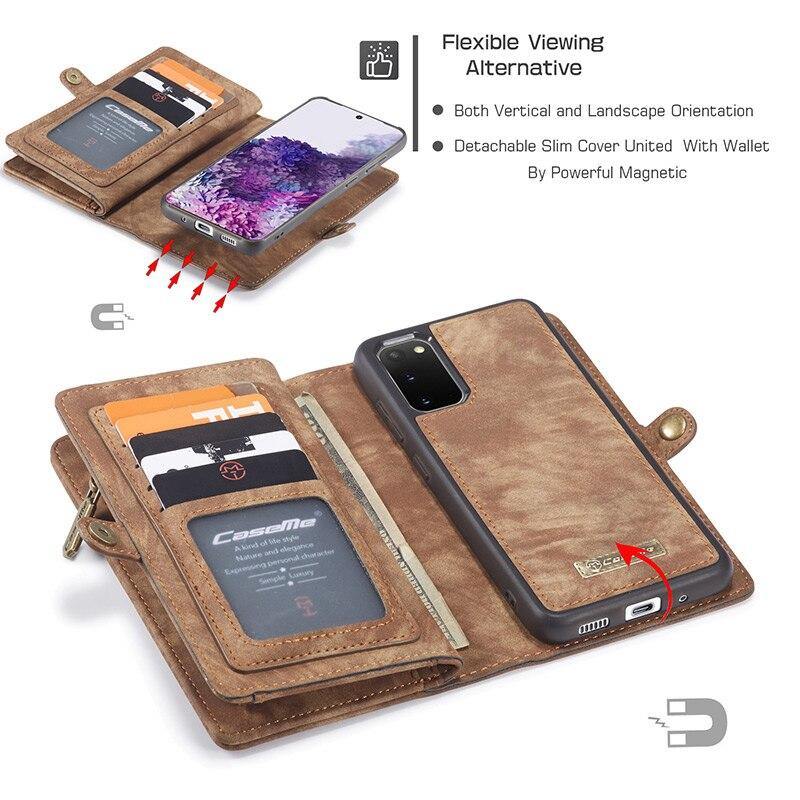 Detachable Magnetic Phone Case Retro Genuine Leather Card Slot Cover Wallet - MY STORE LIVING