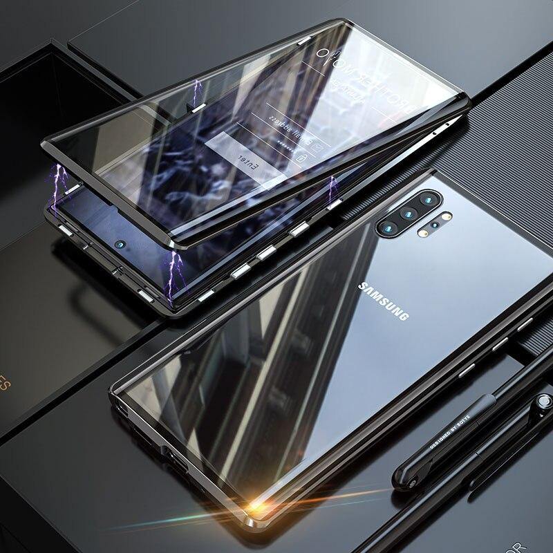 Full body Magnetic Tempered Glass Case for Samsung Note 10 S10 S9 Plus Note 9 Case Metal Bumper Shockproof Protective Shell - MY STORE LIVING