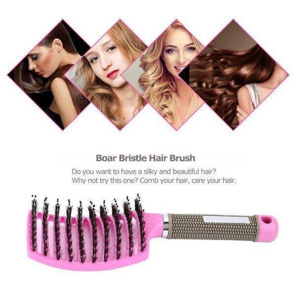 Women Detangling Nylon Bristle Brush Detangle Hairbrush Hair Scalp Massage Comb - MY STORE LIVING