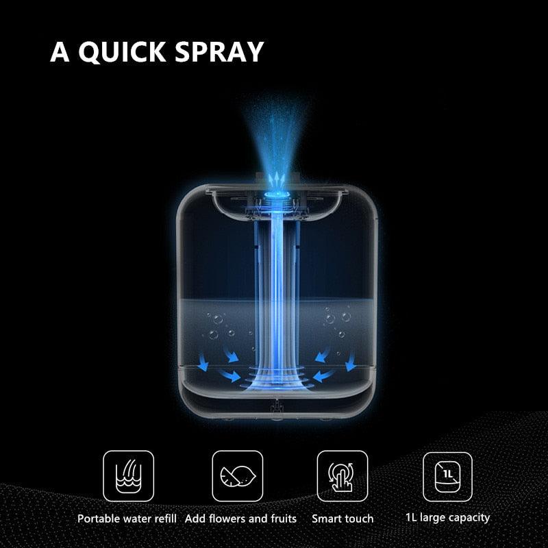 1000ML Ultrasonic Air Humidifier 2000 mAh Rechargeable Aroma Diffuser Essential - MyStoreLiving