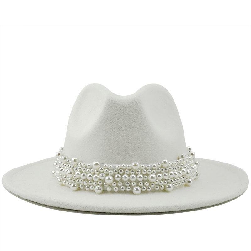 Casual Leather Pearl Ribbon Hat - MyStoreLiving