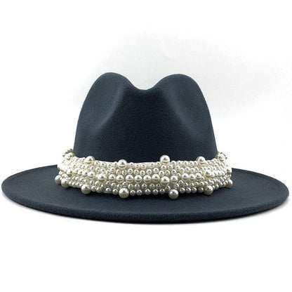 Casual Leather Pearl Ribbon Hat - MyStoreLiving