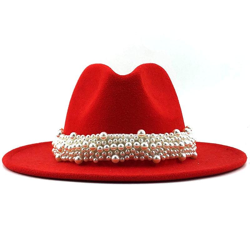 Casual Leather Pearl Ribbon Hat - MyStoreLiving