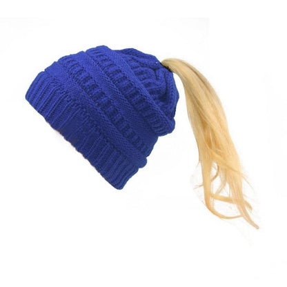 Horsetail hat Winter warm Branded Female cap hat For Women's foldable Knitted - MY STORE LIVING