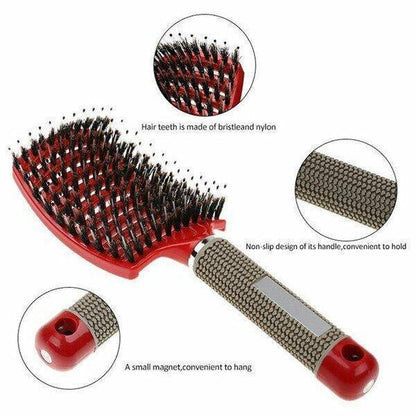 Women Detangling Nylon Bristle Brush Detangle Hairbrush Hair Scalp Massage Comb - MY STORE LIVING