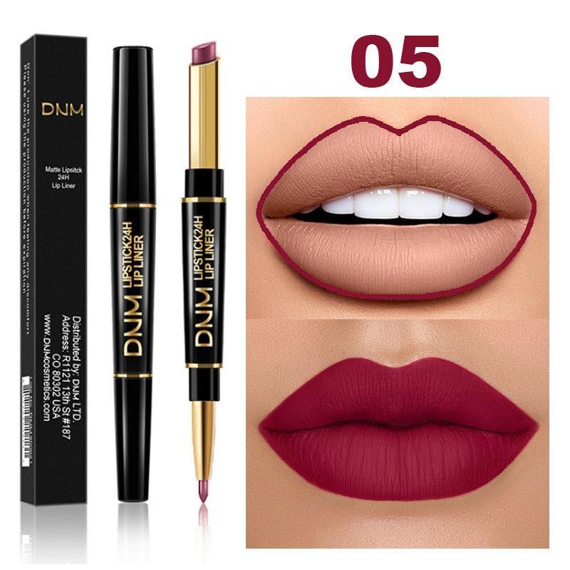 Matte Lipstick Wateproof Double Ended Long Lasting Lipstick Cosmetics Lips liner Pencil - MY STORE LIVING