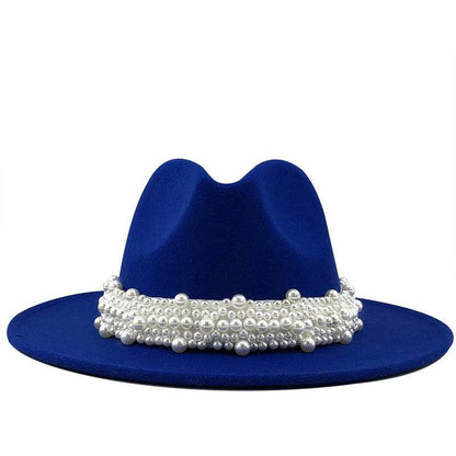 Casual Leather Pearl Ribbon Hat - MyStoreLiving